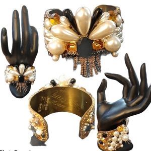 Vintage 1990s signed Jeweled Cuff Bracelet